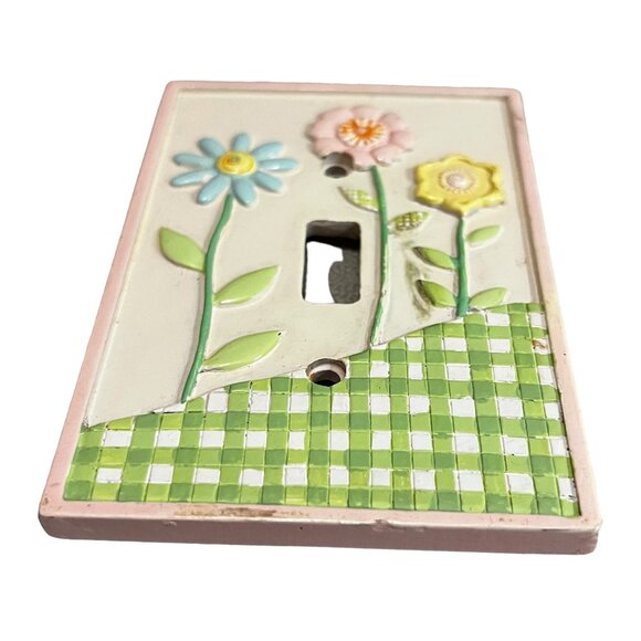 Vintage Hand-Painted Floral Ceramic Single Light Switch Cover Plate - Picture 6 of 6